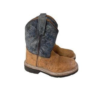 Dan Post Boots Boys Size 10.5 Kids Brantley Rust Brown Blue Western Cowboy